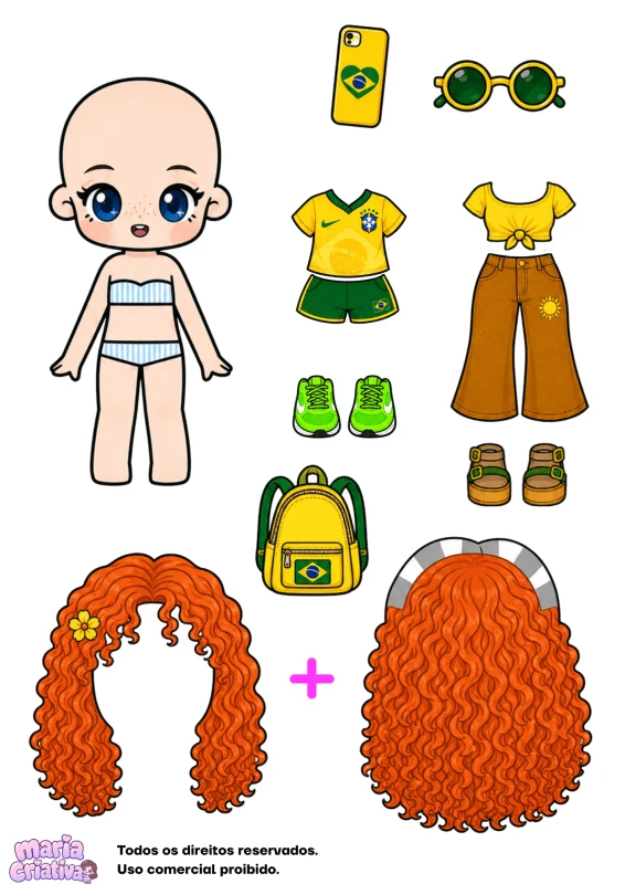 Paper doll wardrobe and outfit sheets
